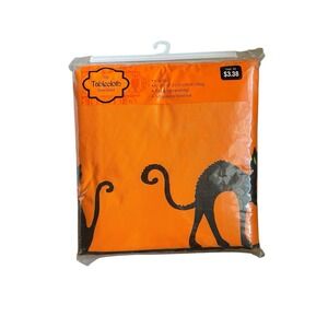 Halloween Cats Vinyl Oblong Vinyl Tablecloth Flannel‎ Back 60"x102" NEW SEALED